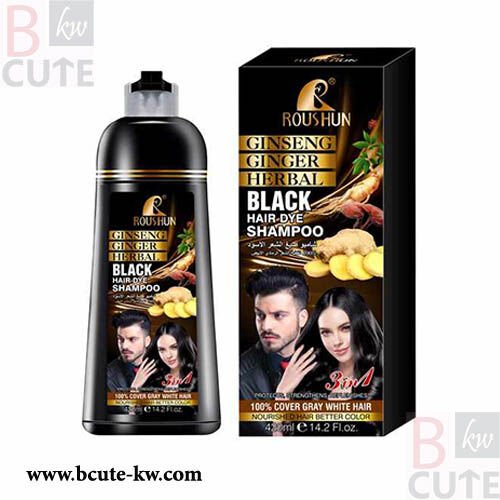 ROUSHUN Ginseng Ginger Black Hair dye Shampoo 420 ml