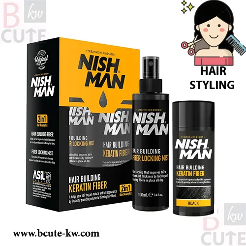 Nishman Hair Building Keratin Fiber & Locking Mist Spray Set -black Nishman Hair Building Keratin Fiber & Locking Mist Spray Set -black