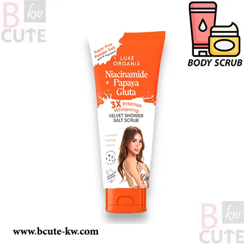 Luxe Organix - Niacinamide + PAPAYA GLUTA 3X Shower Salt Scrub 320g Luxe Organix - Niacinamide + PAPAYA GLUTA 3X Shower Salt Scrub 320g