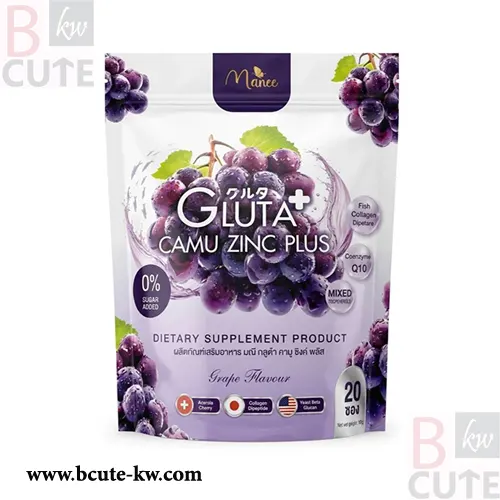 Manee Gluta+ Camu Zinc Plus Grape Flavour - 20 Sachets × 10g Manee Gluta+ Camu Zinc Plus Grape Flavour - 20 Sachets × 10g
