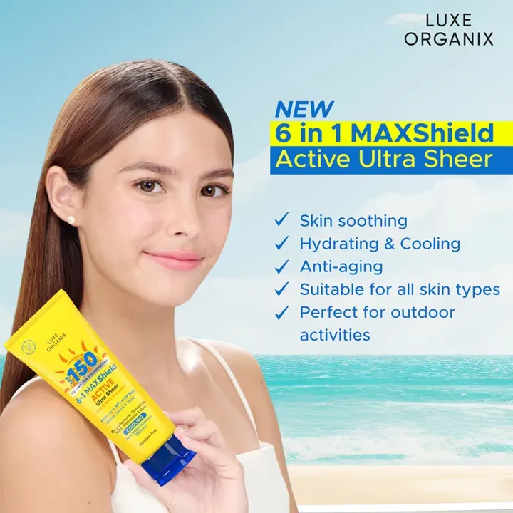 125e787f81d9d4e1524131cbee9cf7fa.jpg_720x720q80.jpg_ LUXE ORGANIX 6 in 1 Maxshield Active Ultra Sheer Sunscreen 100ml - Image 6