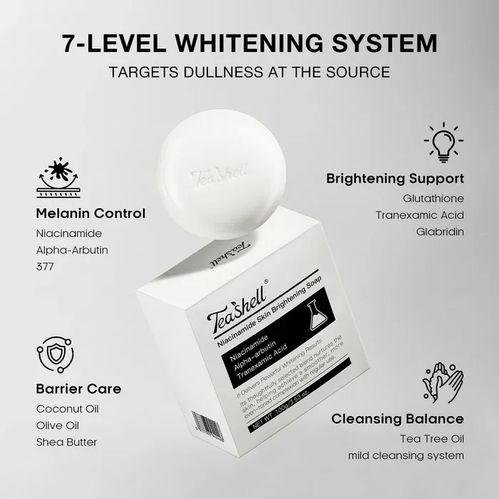 3_d8648edd-f0b1-471a-8ecc-0cdd87e0a7e3 Teashell Niacinamide Skin Brightening Soap – 100g - Image 5